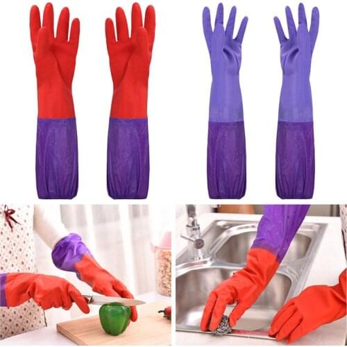 Fleece Lined Gloves Waterproof Car Cleaning Glove Kitchen Durable Thicken Rubber Latex Dishwashing Gloves Winter Keep Warm Glove