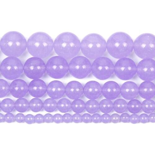 Natural Stone Purple Chalcedony Charm Round Loose Beads For Jewelry Making Needlework Bracelet Diy Strand 4-12 MM