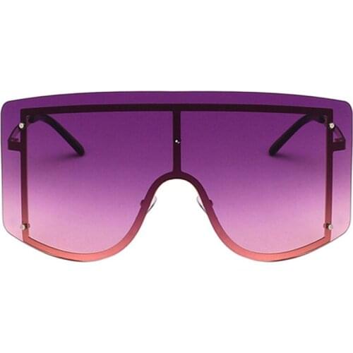 Rimless Oversized Sunglasses Womens Mens Golden Metal Frame