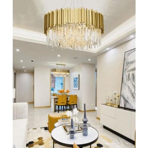 Light luxury Hong Kong-style crystal chandelier designer personality creative simple living room bedroom round modern lighting