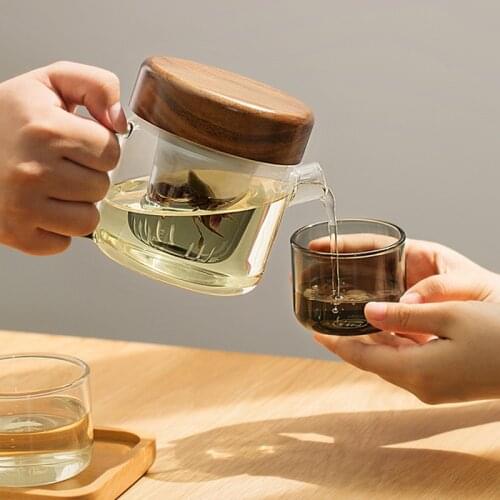 Light luxury glass flower teapot filter tea water separation teapot Japanese tea set household