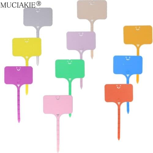 T Type Plastic Smile Sign Gardens Tag Waterproof Label Record Plate Re-Usable Nursery Flower Markers Stakes Plant Classification
