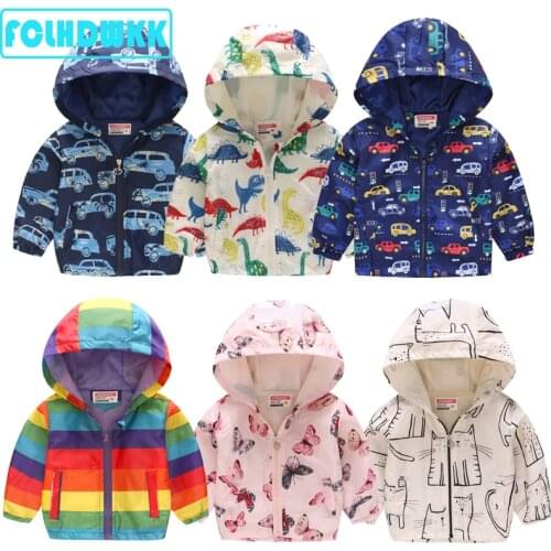 Spring Baby Boys Girls Jackets Cotton Sweatshirt Toddler Kids Baby Grils Boys Long Sleeve Cartoon Print Hooded Coat Tops Outfits