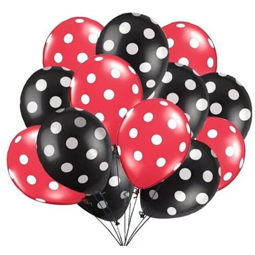 20pcs 12inch Red Black Polka Dot Latex Balloons Birthday Party Decorations Ladybug Spot Helium Balloon Baby Shower Party Globos