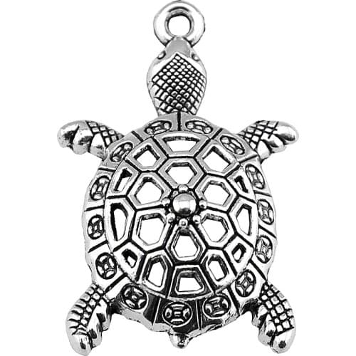 WYSIWYG 10pcs Tortoise Charm Vintage Turtle Animal Pendants Keychain Necklace Jewelry Making Accessories DIY Crafts 39x24mm
