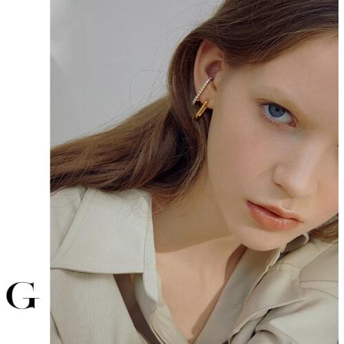 GHIDBK Handmade Layering Irregular Wired Cubic Zirconia Studs Earrings Unique Design Layered CZ Earring Women Statement Earring