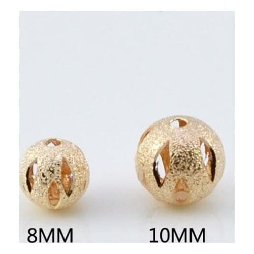 20pcs/lot new hollow round scrub copper beads for jewelry making diy charms ball metal beads pendants for bracelet high quality