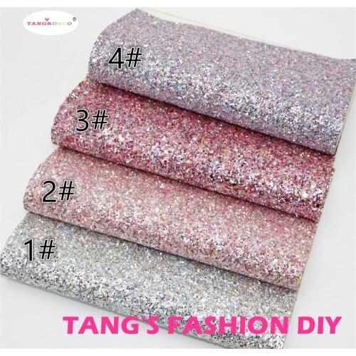 4PCS---20X22CM DIY Hair Bow Material High Quality Chunky Glitter Mix Color PU Synthetic Faux Leathers
