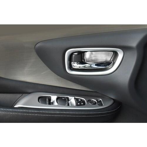 4PC FOR Nissan Murano 2015-2017 Armrest window control panel frame sticker / inside door handle frame sticker