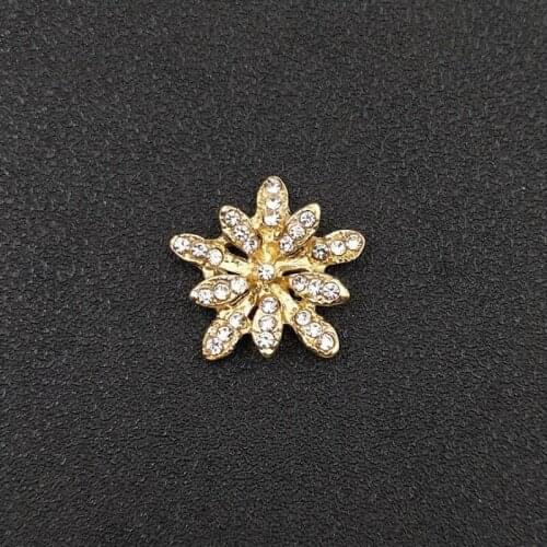 50pcs Snowflake Flower Alloy Crystal Rhinestone Appliques Buckle strass Flatback Jewelry Brooch Wedding Hairpin Hair Clip Decor