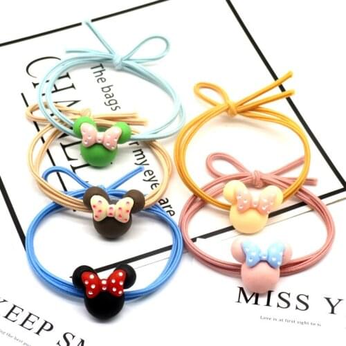 Mickey Minnie Hair Accessories Cartoon Jewelry Rubber Band Headwear Disney Lovely New Fashion Childrens Gift Kids Headband Girl
