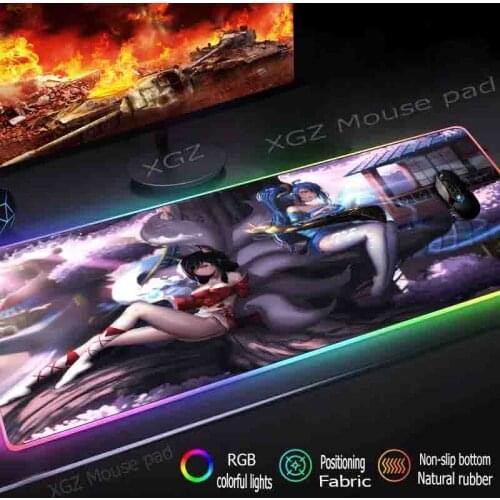 Mairuigee Large RGB Mouse Pad Black Lock Edge Anime Anime Blue Red Sexy Sister Custom Computer Desk Mat Speed Rubber Non-slip