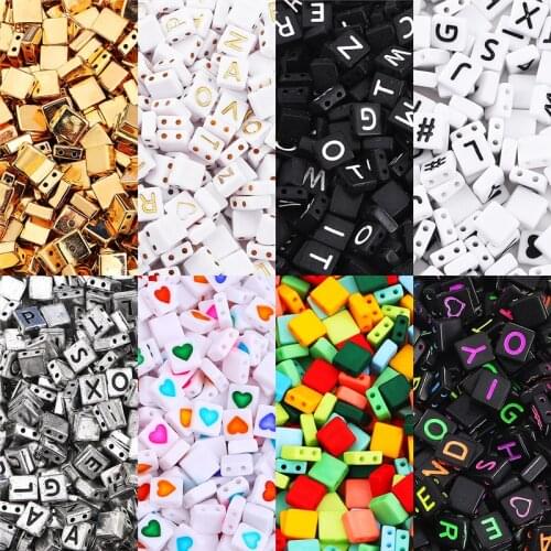 50-100Pcs 4-9mm 2-Hole Acrylic Letter Beads Square Loose Beads For Jewelry Garment DIY Handmade Childrens Name Bracelet