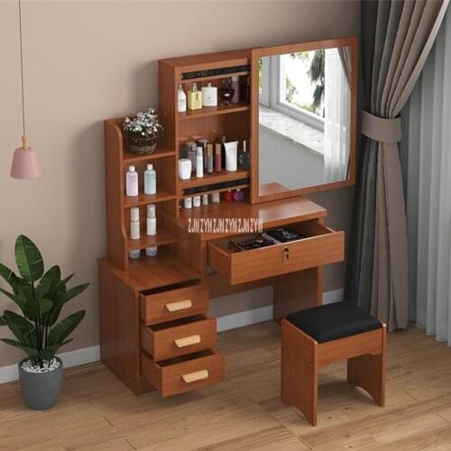 C918/C501 Simple Modern Dresser Household Bedroom Dressing Table Density Board Makeup T able With Mirror Drawer Lock Stool