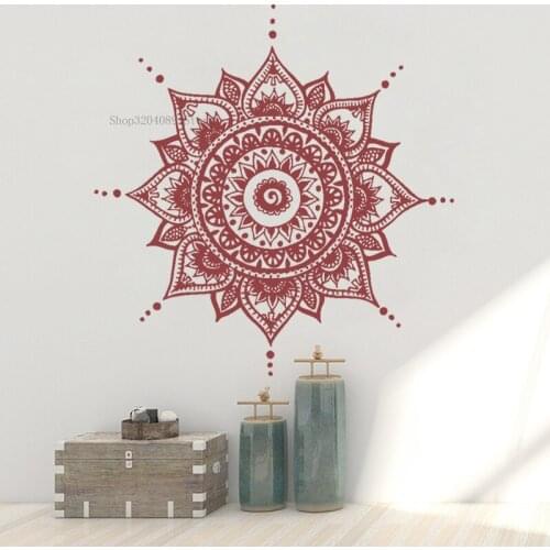 Mandala Flower Mehndi Sticker Vinyl Lotus Flower Boho Indian Decor Yoga Buddha Bedroom Living Room Art Removable Decal CN441