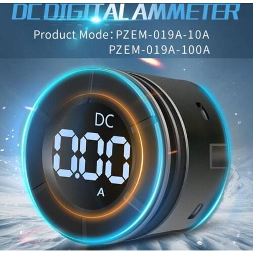 DC 5V 12V Digital Ammeter Round LCD Display Car Amp Panel Meter Current Meter PZEM-019A 10A 100A