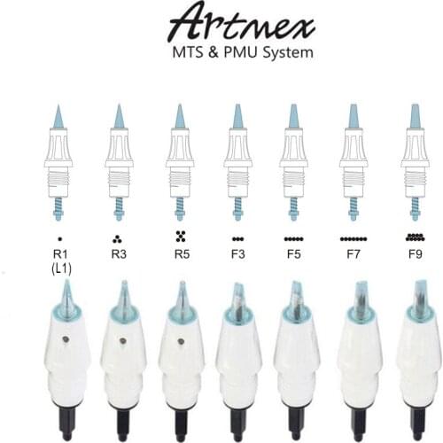 50pc Artmex V3 V6 V8 V9 V11 A3 Needle cartridges R1 R3 R5 F3 F5 F7 F9 PMU Semi permanent makeup tattoo machine spare parts