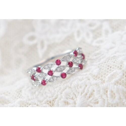 JL516 Solid 18K Gold Nature Red Ruby 0.35ct Gemstones and diamonds Rings for Women Fine Jewelry Presents the Six-word Admonition