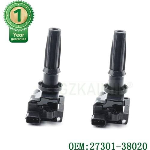 Set 2pcs new OEM 27301-38020 2730138020 Ignition Coil Pack fits for Hyundai Santa Fe Sonata for Kia Optima 2.4L UF285