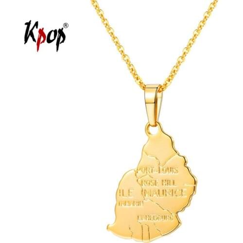Kpop Map of Mauritius Italy Gango India Morocco Brazil Pendant Graphic Geometric Jewely Gold Color Country Map Necklace P3411