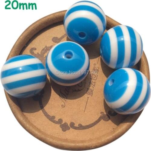 Blue Resin Striped Round Beads Chunky Bubblegum Beads Jewelry Accessories For DIY Necklace Braeclet Jewelry Making 20mm 200pcs