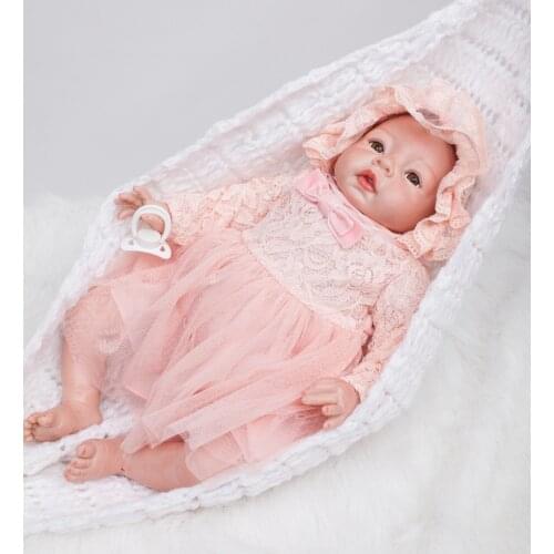 22 inch Reborn baby Doll Soft Vinyl Silicon lifelike reborn dolls Princess dress Bonecas Toy for Kids birthday Gift
