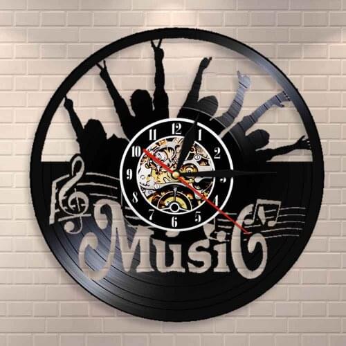 Hanging Modern Silent Watch Home Decor Rock Music Lover Gift Put Up Your Hand Music Rock N Roll Vinyl Record Wall Clock