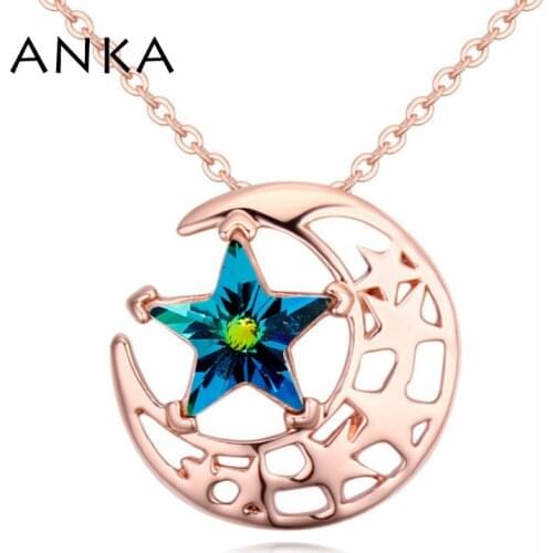 ANKA moon star crystal pendant necklaces with high quality fashion for women jewelry gift Crystals from Austria #121032