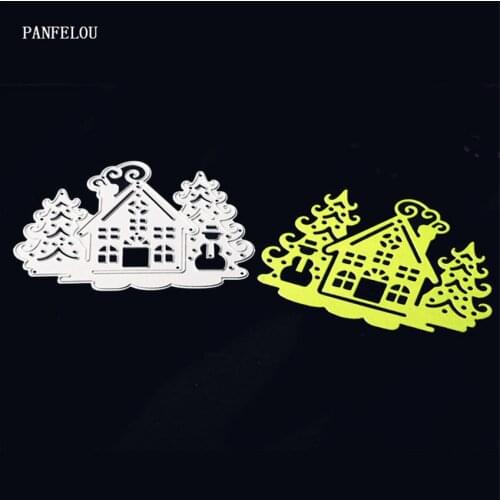 PANFELOU Metal craft Hut in the forest paper die cutting dies for Scrapbooking/DIY Easter wedding Halloween cards