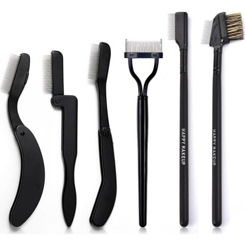 1 Pcs Beauty Black Foldable Eyelash Brush Comb Makeup Lash Separator Stainless Steel Eyelash Curler Mascara Curl Cosmetic Tool