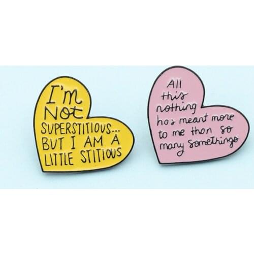 Pink Love Badge Creative Cartoon Heart-shaped Enamel Brooch Personality Phrase Pin Trendy Lapel Backpack Jewelry Gift