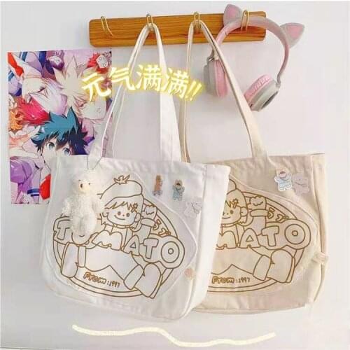 Female Student Shoulder Canvas Bag Simple Large Capacity Women Reusable Shopping Bags Retro Ladies Daily Casual Tote Handbags