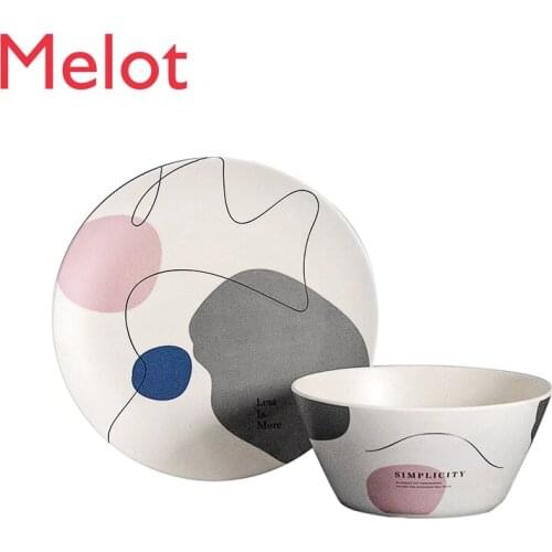 European Style Simple Personality Pattern Fruit Plate Rice Bowl Creative Cute Round Ceramic Salad Bowl Free Shipping