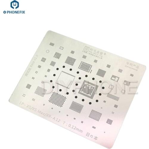 High Quality BGA IC Reballing Stencil 0.12MM for iPhone XS MAX XR A12 CPU Soldering Repair BGA Reballing Soldering Steel Net