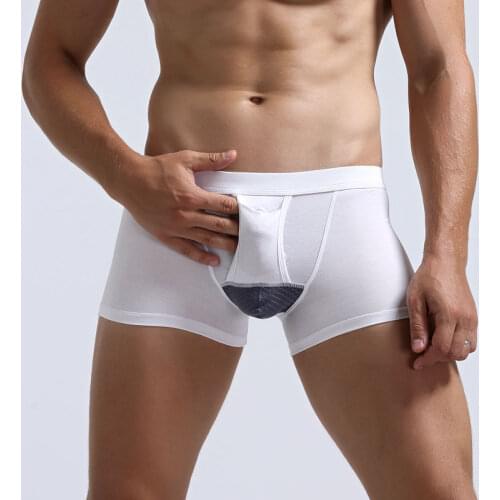 Men underwear Boxer shorts male Modal hollow out separates scrotum mens underpants Sexy cueca boxer homme man mens Pouch