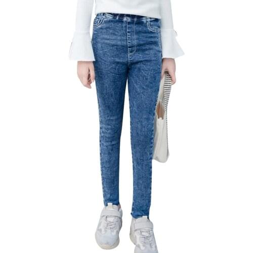 Girls Slim Jeans Solid Color Jeans Kids Girl Spring Autumn Jeans For Girls Casual Style Clothes For Girls 6 8 10 12 14