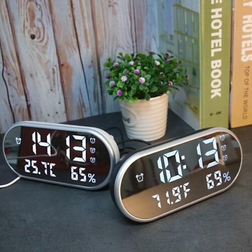 Mirror LED Luminous Snooze Alarm Clock Calendar Electronic Digital Silent Alarm Clock Multi Function Student Alarm Clock MM60NZ