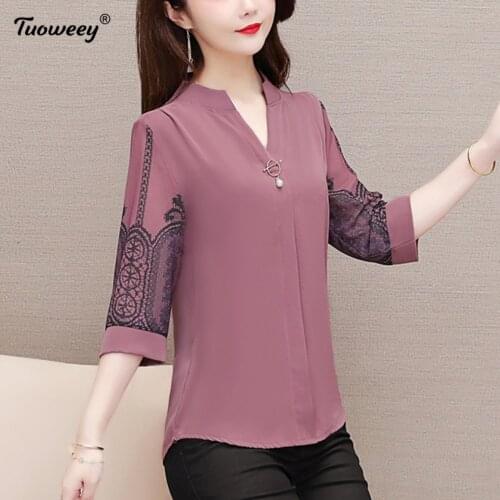 Lady New Spring Summer Women Embroidery Floral Print Blouses Female Short Sleeve Shirts Casual Sexy V-Neck Tops Blusas Plus 4XL