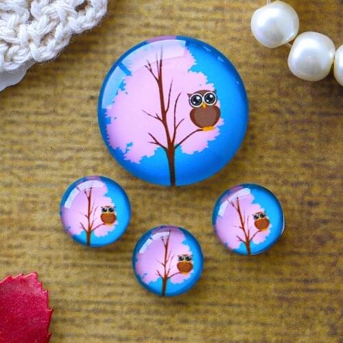 12mm 25mm 14mm 16mm 18mm 20mm Photo Glass Cabochons Round Cameo Set Handmade Settings Stone Owl 036
