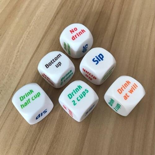 20/50/100 Pcs/Lot 25mm Dice Acrylic Rounded Corners Hexahedron Colour English Font Originality English Drinkers Wager Game Dice