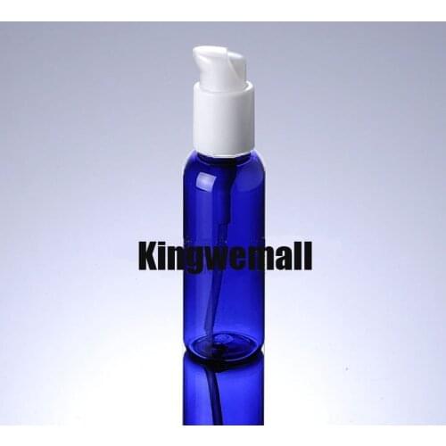 300pcs/lot Capacity 100ml PET Blue Plastic Lotion Bottle with Smart Press Pump for Cosmetic Packaging PBG30