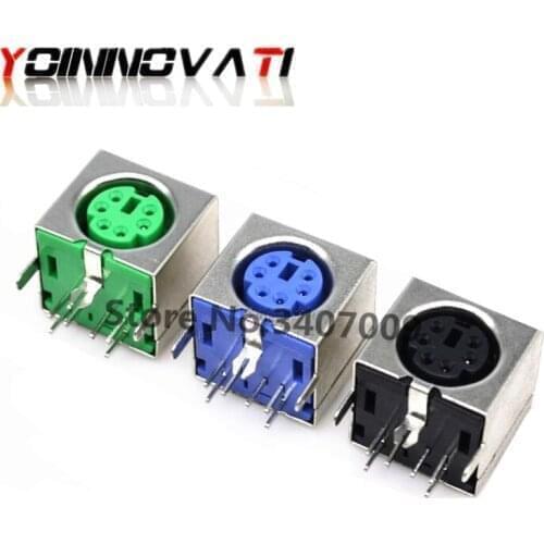 50pcs Keyboard Socket PS/2 PS 2 Female Socket Jack Connector on PCB Black/green/purple 6 Pins PS2 Socket YOINNOVATI