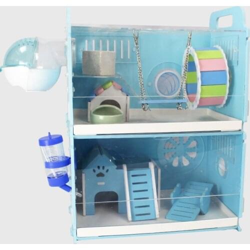Acrylic Hamster House Small Pet Cage Transparent Oversized Villa Guinea Pig Basic Cage Toy Supplies Package Nest With The Pipe