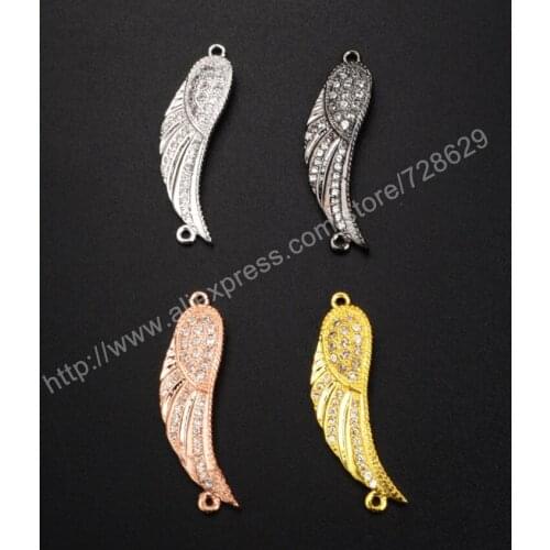 BOROSA Natural DIY 20pcs/lot Cubic Zirconia Cooper Crystal Angel Wing Connector WX032 Free Shipping Drusy Jewelry