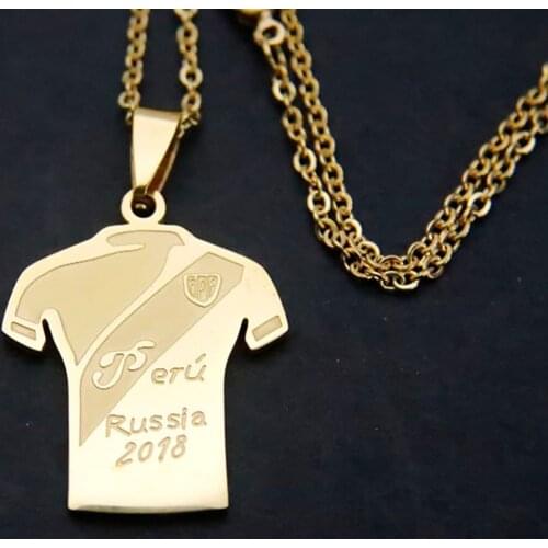 2018 hot sell russia peru football jersey stainless steel pendant chain necklace 27mm/23mm world cup accessories