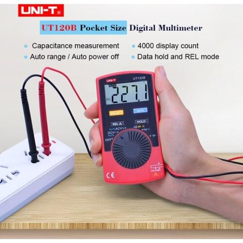 UNI-T UT120B Pocket Size Digital Multimeter 4000 Count DC AC Voltmeter Resistance Capacitance Frequency Tester Continuity Buzzer