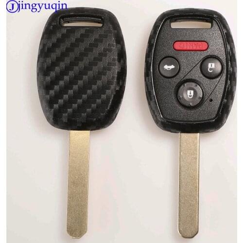Jingyuqin 10ps Carbon Silicone Car Key Case Cover For HONDA Accord Civic CRV Pilot Fit 2007 2008 2009 2010 2011 2012