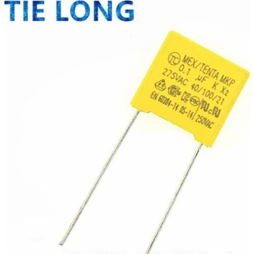 10pcs 100nF capacitor X2 capacitor 275VAC Pitch 10mm X2 275V Polypropylene film capacitor 0.1uF
