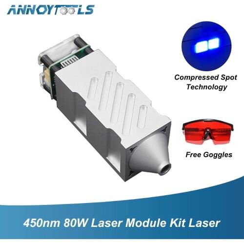 80W Laser Module Kit Laser Head 450nm TTL PWM Engraving Metal Cutting Wood Machine Tool Compressed Spot Technology+Laser Glasses