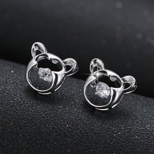 Fashion Alloy Earring Cartoon Head Sweet Earrings Diamond Earrings Jewelry Accessories